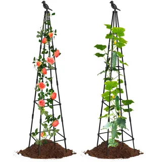 MQHUAYU Rankgitter für Kletterpflanzen im Freien, 165,1 cm hohe Pflanzen, Obelisken-Rankgitter mit verstellbaren Höhen für Topfpflanzen, Ranken, Blumenständer, Gurken, Tomaten, Erbsen, 2 Packungen