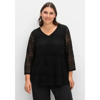 sheego Spitzenshirt »Spitzenshirt« 1 Stk., schwarz,