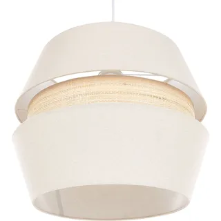 BELIANI Hängeleuchte Natürlich Papierschirm Oval mit Blauen Fransen Langes Kabel Retro Design Beleuchtung Leuchte Esszimmer Schlafzimmer Wohnzimmer - Beige