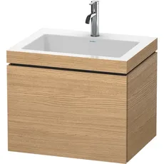 Duravit L-Cube Möbelwaschtisch c-bonded mit Unterbau wandhängend, 60x48 cm, 1 Auszug, ohne Überlauf, 1 Hahnloch, Farbe: Europäische Eiche Dekor