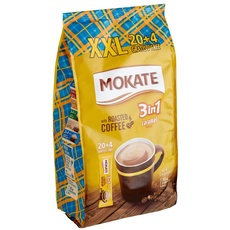 MOKATE XXL Karamell 3-in-1 Sticks, löslicher Bohnenkaffee, mit Creamer & Zucker & Kokosöl, Instant-Kaffee aus gerösteter Kaffeebohnen, koffeinhaltig 408g (24 x 17g)