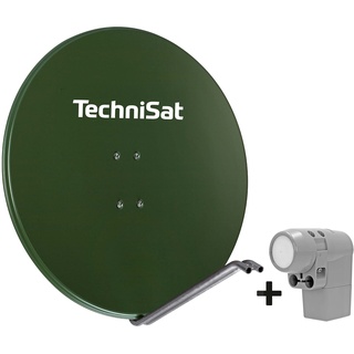 TechniSat SATMAN 850 Plus – Satellitenschüssel für 8 Teilnehmer (85 cm Sat Komplettanlage, Spiegel mit Masthalterung und UNYSAT Universal-Octo LNB im Wetterschutz-Gehäuse) grün