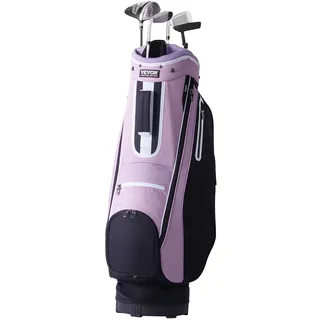 VEVOR Golf-Cart-Tasche mit 14-Wege-Organizer-Unterteilung oben, 91,4 cm (36 Zoll) lange Premium-Cart-Tasche mit mehreren Taschen, langlebige Golftaschen mit Griffen, Staubschutzhülle und abnehmbarem Gurt für Männer und Frauen, Schwarz/Lila
