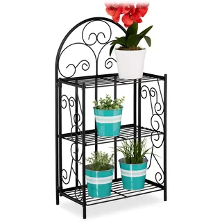 Relaxdays Blumenregal klappbar 83 x 44,5 x 25 cm Schwarz