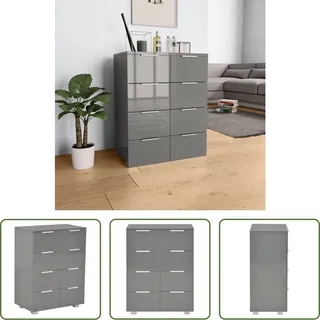 The Living Store Sideboard Hochglanz-Grau 60x35x80 cm Holzwerkstoff - Grau