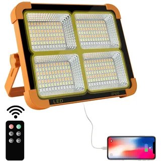 CosyEasy 100W LED Baustrahler Solar Wiederaufladbar, Akku Arbeitsstrahler Tragbare Campinglampe mit 16500mAh Powerbank,10000 Lumen für Baustelle Garage Werkstatt für Angeln Notfall Baustelle Garage
