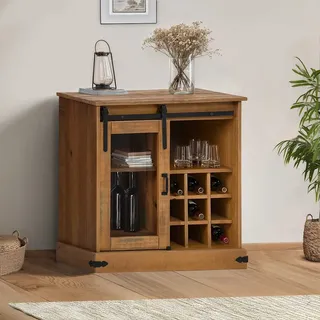 vidaXL Sideboard HALDEN mit Schiebetür 80x40x80 cm Massivholz - Braun