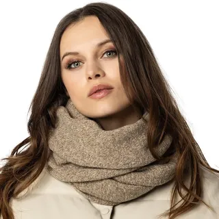 Vivisence Damen Winter Loop Schal Aus Modischer Gemütlich Wärmendem Garn Kalte Wintertage Frauen Elegante Melange-Muster Dekorative Und Sportliche Outfits Winter Herbst, Beige Melange,Einheitsgröße