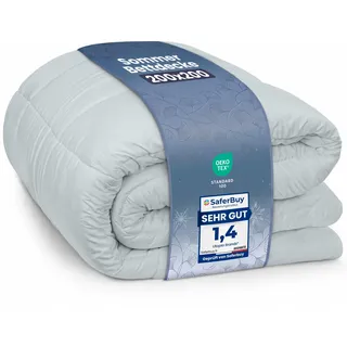 Utopia Bedding Sommerdecke 200 x 200 cm, Bettdecke Ohne Bezug HellGrau | Leichte Steppdecke mit weicher 200 g/m2-Füllung, atmungsaktiv und waschbar, dünne Schlafdecke für Sommer, OEKO-TEX