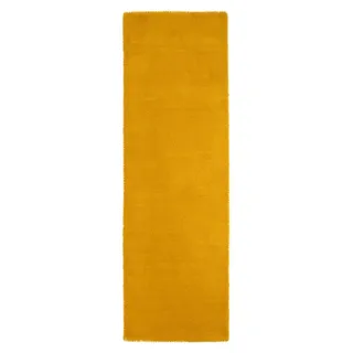 carpetfine Gabbeh Lola Uni Wollteppich 60 x 180 cm Gelb