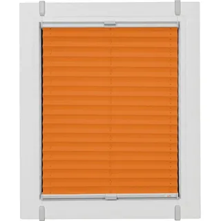 SUNLINES Plissee One Size Style Crepe, blickdicht, ohne Bohren, verspannt, Klemmfix, Zubehörfarbe grau, zum Klemmen orange 110 cm x 130 cm