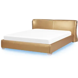Beliani Lederbett Gold Paris - Goldfarben , Leder , 180x200 cm , Schlafzimmer, Betten