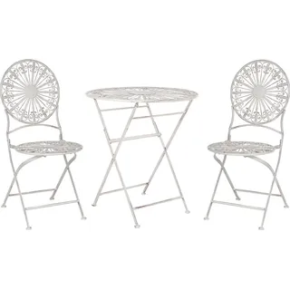 Beliani Garten Bistro Set Weiß Eisen zusammenklappbar 2 Stühle und Tisch Außenbereich gealtert Effekt UV-Rostbeständigkeit französischer Retro-Stil - Weiß