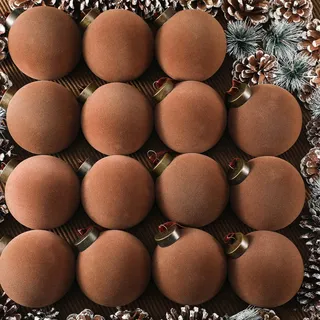 Liliful 15 Stück Samt-Weihnachtskugeln im Set – Flockierte Christbaumkugeln aus Kunststoff, 8 cm, braune Weihnachtsbaumornamente zum Aufhängen