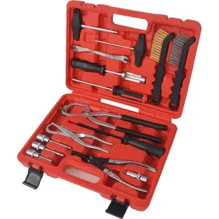 Werkzeug-Set für Bremseninstandsetzung, 15-tlg., Kohlenstoffstahl, 37 x 29 x 8,7 cm - Silber, Bunt