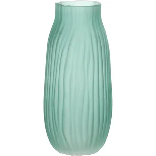 Große grüne Glasvase für Blumen, gerippt, hoch, goldene Bodenvase, 31 cm, dekorative Vasen für Zuhause, Tischdekoration, Blumendekoration und Bauernhaus (Grün, 31 cm)