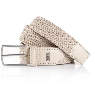 Flechtgürtel MONTI "HAMBURG", Herren, Gr. 100, beige (creme), Materialmix, unifarben, Gürtel Flechtgürtel, 3,5 cm breit, Elastischer Flechtgürtel, Casual-Business-Sportiv