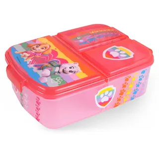 PAW PATROL Brotdose für Kinder mit 3 Fächern – Lunchbox aus Kunststoff mit Clip-Verschlüssen – Vesperdose für Schule, Kindergarten & Freizeit – BPA-frei & bruchsicher – Design mit Skye & Everest