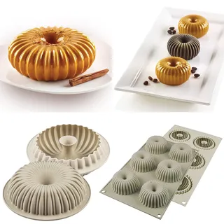 silikomart | Silikonformen Set RAGGIO, MINI RAGGIO, Kompositionsset 2 Platin-Silikonformen, Antihaft, 3D Design, Ø 195 mm - Ø 67 mm, h 68 mm - h 33 mm, Made in Italy