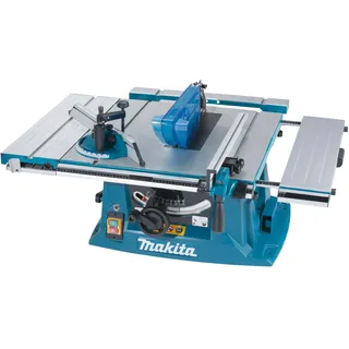 Makita MLT100NX1 1500 W 230 V inkl. Sägeblatt, Parallelanschlag, Schiebestock, Tischverlängerung, Tischverbreiterung, Winkelanschlag, Arbeitstisch + Untergestell