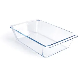 Tiefe Klarglas-Backform, rechteckige Backform aus gehärtetem Glas, die größte Auflaufform. -3,5 Liter
