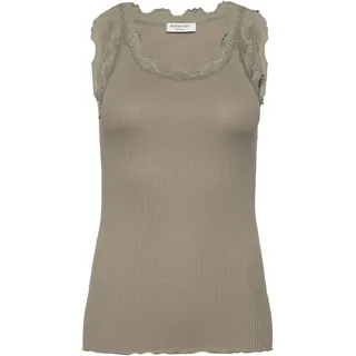 rosemunde Spitzentop "Babette Silk Top mit Seide" Vintage-Spitzenbesatz, mit Rundhalsausschnitt, hoher Seidenanteil, khaki