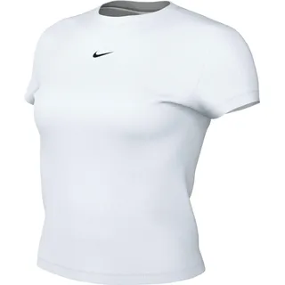 Nike Damen Rib Tight Short-Sleeve T-Shirt, White, L