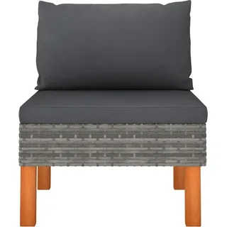 vidaXL Mittelsofa Poly Rattan und Eukalyptus Massivholz - Grau