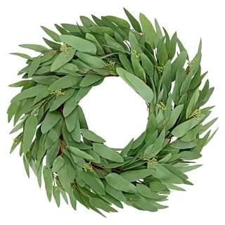 Künstlicher Eukalyptuskranz 50 cm – Türkranz Eukalyptus für das ganze Jahr – Dekokranz für Haustür, Wand, Fenster, Tisch – Herbst-, Frühlings-, Hochzeits- und Weihnachtsdeko