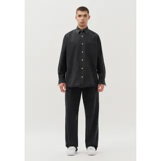 Jeanshemd STUDIO SEIDENSTICKER "Studio", Herren, Gr. S37-38, normale Ärmellängen, schwarz, 100% Baumwolle, unifarben, oversize, 2-Knopf-Manschette, Hemden Jeanshemd, Oversized Langarm Kentkragen Uni