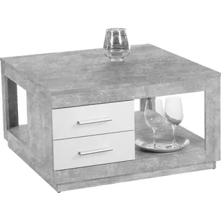 Couchtisch STOLKOM "Festival, TOPSELLER", grau (beton dekor, front weiß, beton dekor), B/H/T: 80cm x 45,6cm x 80cm, Tische, Couchtisch, mit Schubladen, Wohnzimmertisch quadratisch