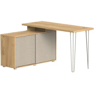 Vicco Schreibtisch Notivo Cashmere 135 x 55 cm mit Aktenschrank, Model 58708 - Weiß