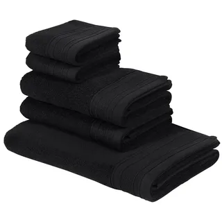 Bruno Banani Handtuch Set »Robby, Premium Handtücher, 500 gr/m2, 100% Baumwolle« Set 5 Stk. Frottier Duschtücher, Handtücher, Gästetücher, Set, 5-tlg, 5 Jahre Garantie, schwarz