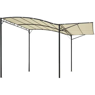 Outsunny Pavillon Stahl+Polyester Creme+Schwarz , Metall , 250x250x300 cm , Sonnenschutz, Pavillons