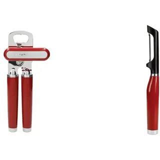 KitchenAid Dosenöffner, Flaschen- und Dosenöffner aus Edelstahl – Empire Rot & Euro-Schäler, Edelstahlschäler mit beweglicher Klinge für Früchte und Gemüse – Empire Rot