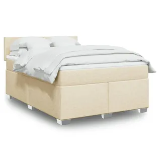Langlebige Boxspringbett mit Matratze Creme 140x200 cm Stoff Gästebett mit Lattenrost Möbel9460746 - Creme