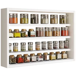 Hängeschrank VCM "Holz Wandregal Gewürzregal Regal Küche Esaldi M", weiß, B:60cm T:10cm, Obermaterial: 100% Holz Wood., Schränke, Hängeschrank