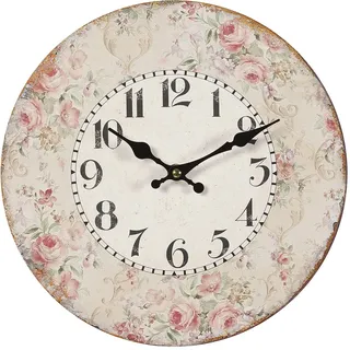 Ambiente Haus Rosen Wanduhr 28 cm analog Quarz rosa