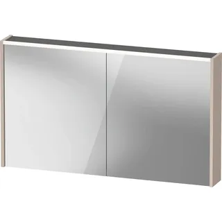 Duravit D-Code Spiegelschrank, Steckdose Typ J (CH, LI), 2 Türen, LED-Lichtfeld oben, 1200x700mm, 9 W, DC7108091912000, Farbe: Taupe matt