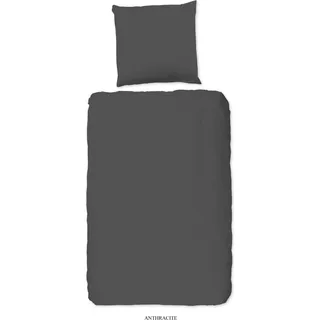 Good Morning Bettwäsche-Set Uni 140×200/220 cm Anthrazit - Grau