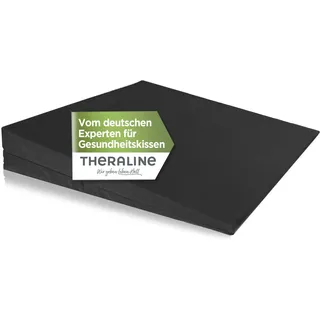 Theraline Sitzkeilkissen orthopädisch für Bürostuhl aus hochwertigem Schaumstoff, ergonomischer Sitzkeil für Auto, Keilkissen Stuhl mit abnehmbarem Bezug, schwarz, 100% Baumwolle, waschbar bei 60°C