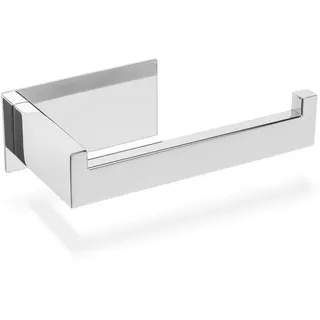 ECENCE Toilettenpapierhalter ohne Bohren selbstklebend Edelstahl 304 in Chrom Klopapierhalter Rollenhalter für Badezimmer, eckiges Design