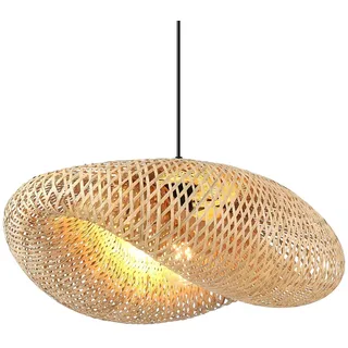 B·LED BARCELONA LED BarcelonaLED Rattan-Lampe, Hängeleuchte, handgefertigt mit Bambus-Rattan, Natur, dekorativ, asiatischer Vintage-Stil, kreativ für Wohnzimmer, Tee, Esszimmer, Bar Küche, Sockel E27