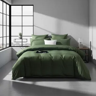 DXHOME Mako Satin Uni Grün 200 x 200 cm + 80 x 80 cm