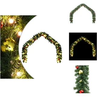 vidaXL Weihnachtsgirlande Geschmückt mit Kugeln und LED-Lichtern 10 m - Weihnachtsbeleuchtung