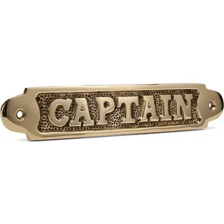 NKlaus Türschild Captain Schriftzug Messing 16x3,7cm maritim | Nautische Dekoration