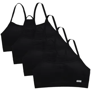 4er Pack Mädchen-Sport-BH mit Trägern,Mädchen Bustier Baumwolle Sport BH,Kreuzen Rückchen Basic-Top ohne Bügel,Nahtloser Mädchen-Trainings-BH Pubertät Teenage Atmungsaktive Unterwäsche für 8–14 Jahre