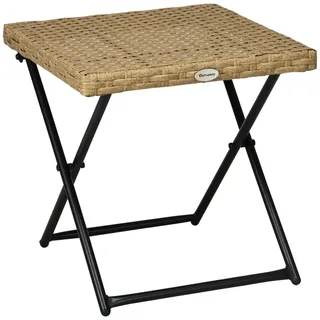 Polyrattan Balkontisch, klappbar, Stahlrahmen, pflegeleicht, 40x40x40 cm, Natur