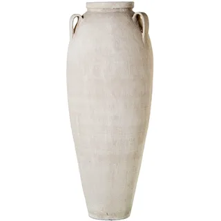 DRW Bodenvase aus Keramik mit 3 Griffen, Sandbeige, 35 x 35 x 100 cm