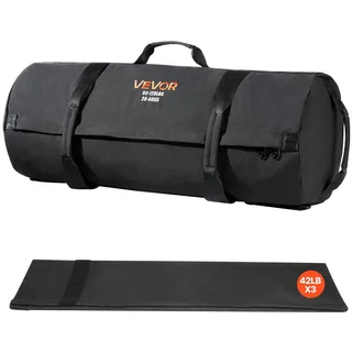 Vevor Workout-Sandsack, strapazierfähige Powerbags Sandsack-Trainingstasche mit Griffen, 23-56 kg für Fitness-Krafttraining, Cross-Training, Fitnessstudio-Übungen, Schwarz (ungefüllt)